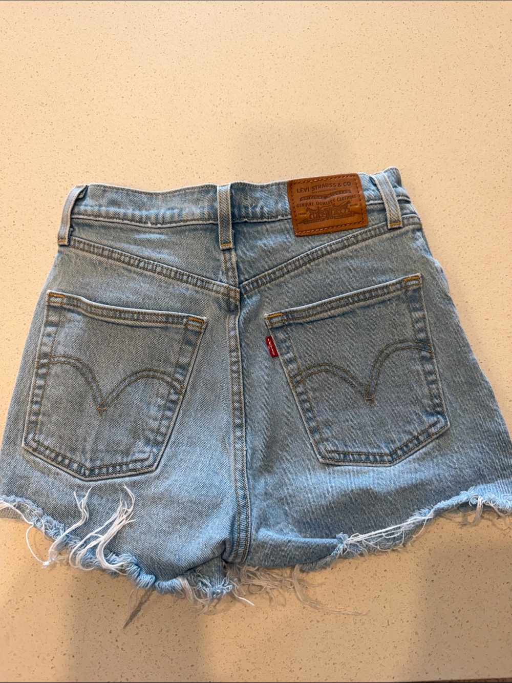 Levi's Ribcage Denim Cutoff Shorts with Frayed Hem